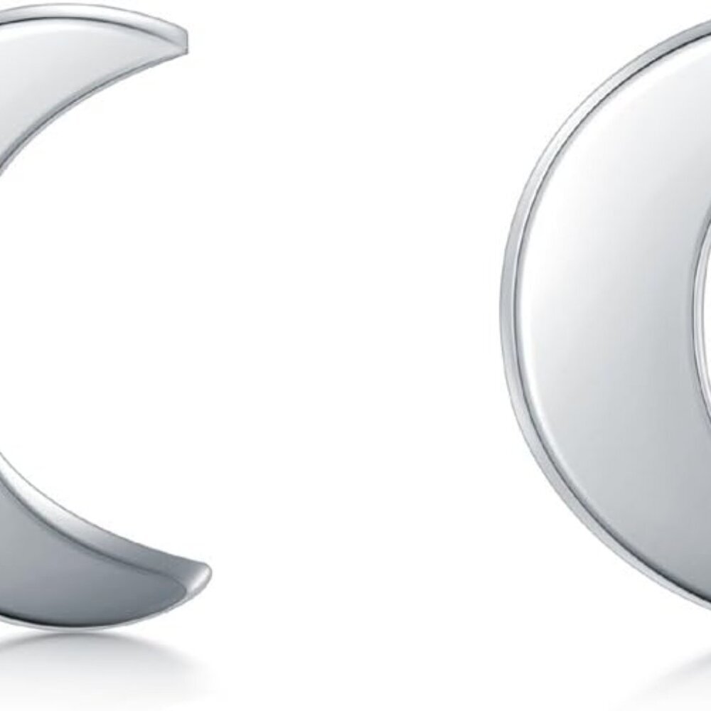 925 Sterling Silver Stud Earrings, Crescent Moon, Star, Sun High Polish Tarnish